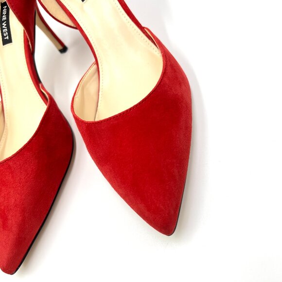 Nine West Womens Size 9.5 Red Suede Leather Pumps Heels Shoes - Picture 5 of 14